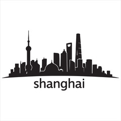 Obraz premium Silhouette skyline of shanghai’s iconic buildings