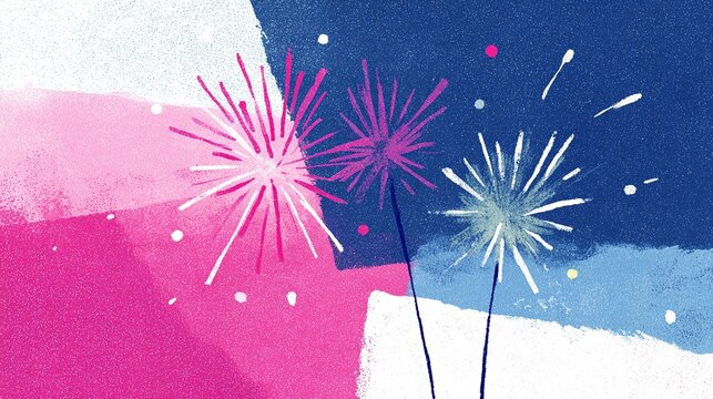 Watercolor Japanese summer festival fireworks illustration backg