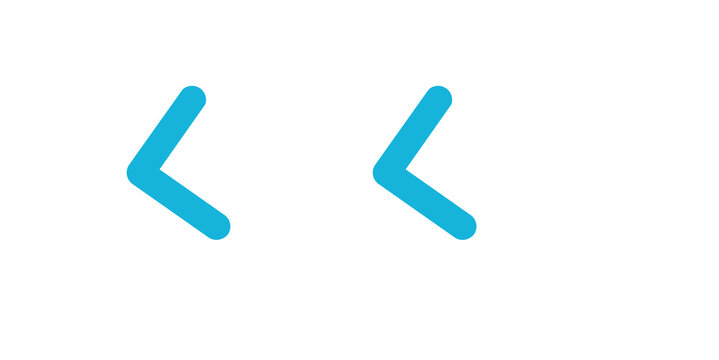 Teal angle left double arrow icon for fast navigation control.