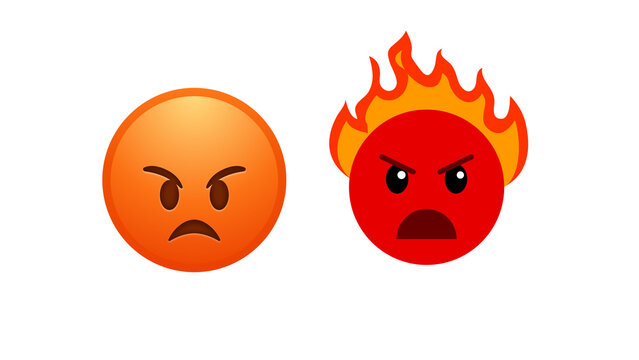 Angry emoji illustration isolated on transparent background, expressive mad face icon for reactions, social media, messaging apps, stickers and creative design projects.