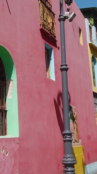 La Boca Caminito Vertical Lamppost Corrugated Iron Building Buenos Aires Street View