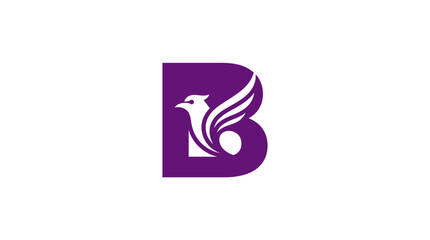Fototapeta premium Letter B merged with flying bird wing profile.