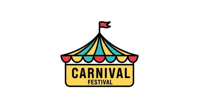 Colorful carnival festival tent logo sign.