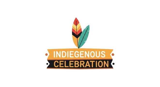 Indigenous celebration logo with feathers.