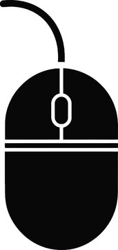 Modern black mouse computer cursor icon with scroll wheel isolated on transparent background, Vector