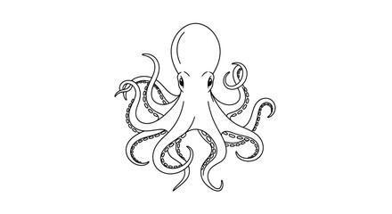 Line drawing of an octopus on a white background vector illustration © sle