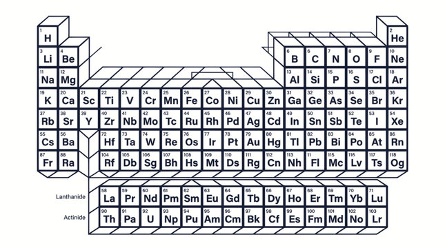 Periodic Table of Elements 3D Wireframe Design