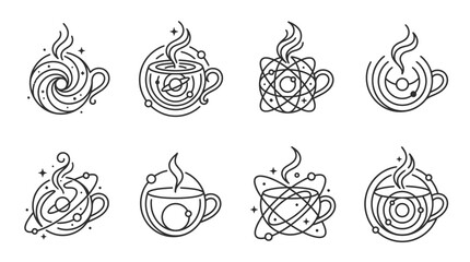 Cosmic Coffee Cups: Space, Galaxy, Orbit, Science & Astronomy Icons © Labib