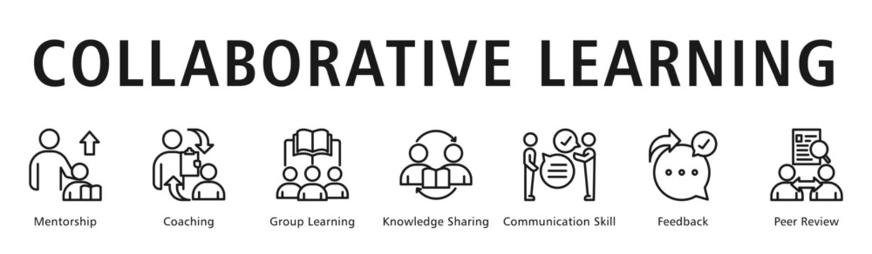 Collaborative Learning Web Banner  icon vector illustration concept