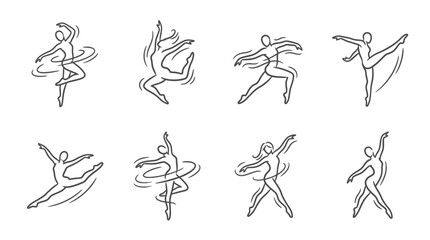 Fototapeta premium Elegant Dance Poses: Dynamic Line Art Collection of Ballet Dancers
