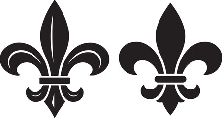 Black fleur de lis symbol with white outline on plain background Vector © MSTJESMIN