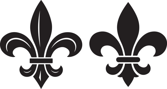 Black fleur de lis symbol with white outline on plain background Vector