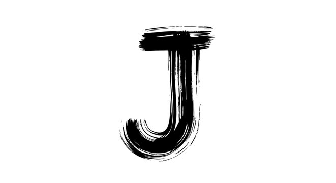 Bold black brushstroke letter j on white background artistic typography