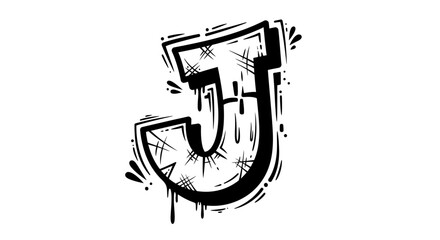 Obraz premium Bold graffiti letter j graphic isolated on white with creative design