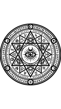 Ancient occult seal with eye and esoteric symbols