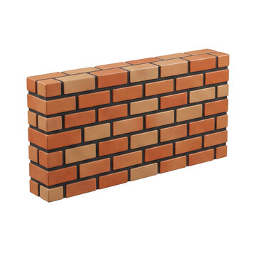 3D render of a brick wall with orange and tan bricks