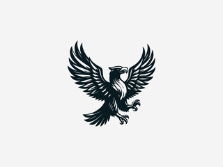 Obraz premium Heraldry Eagle Proud Bird black vector logo illustration on white background
