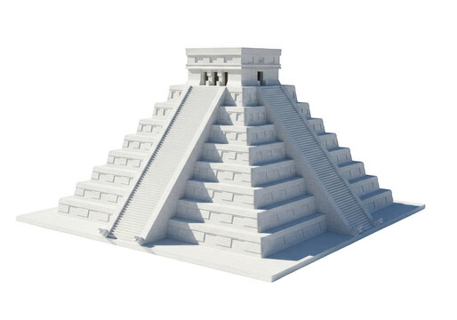 3d icon of miniature replica of chichen itza pyramid, isolated on transparent background