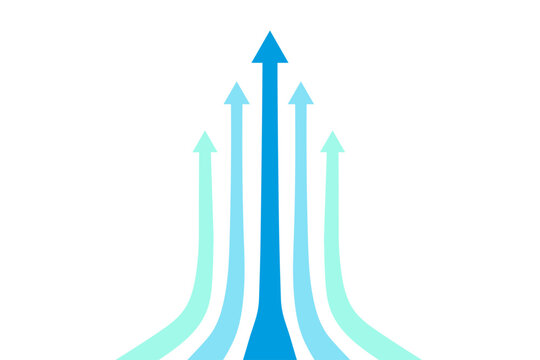 Blue upward arrows abstract business background with copy space / 上昇する青い矢印のビジネス背景素材
