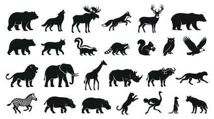 Wild Animal Silhouettes Collection: Diverse Wildlife Icons © Varel