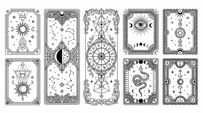 Esoteric Tarot Cards Celestial Symbols Astrology Mystical Oracle Divination