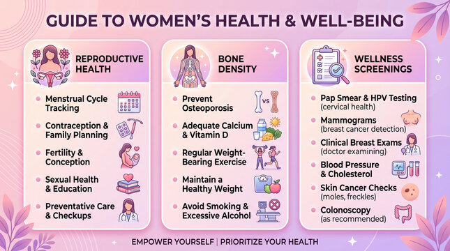 Women's Health Guide Infographic for Wellness and Preventative Care