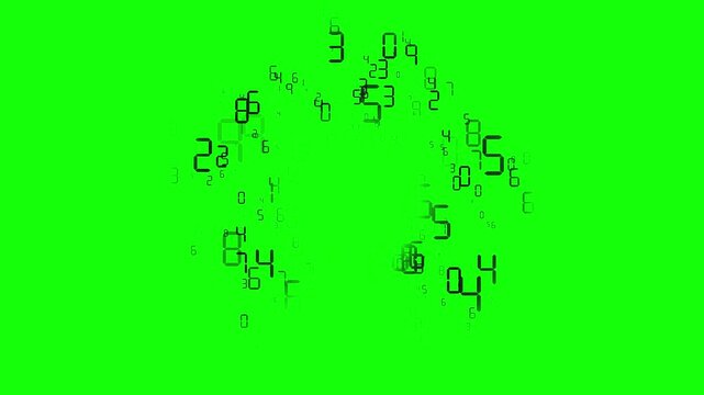 画面中央からデジタルな数字がどんどん出てくるアニメーション