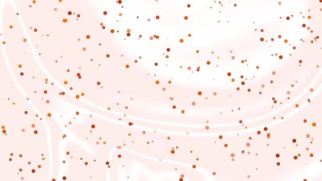 Abstract light pink creamy background with flowing swirls and scattered orange dots for a soft elegant and modern design element