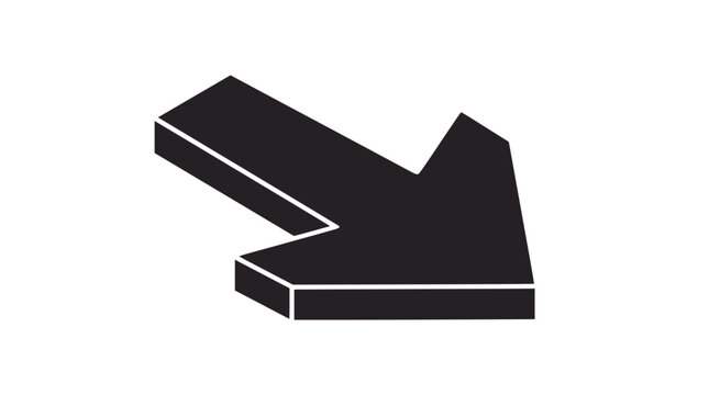 3D isometric arrow pointing diagonally down to the right.