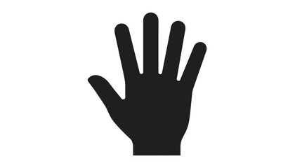 Fototapeta premium Black silhouette of an open palm hand five fingers.