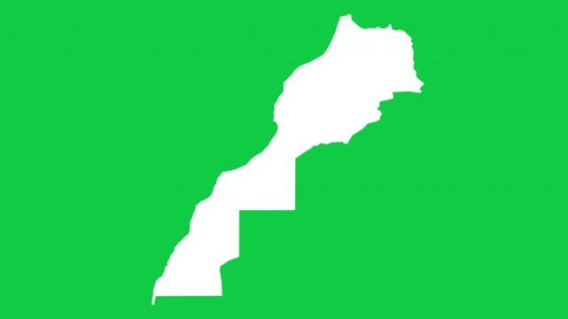Morocco map pop animation with green background