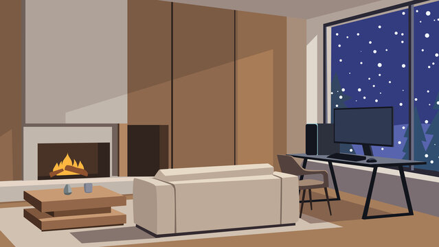living room with fireplace and gaming setup