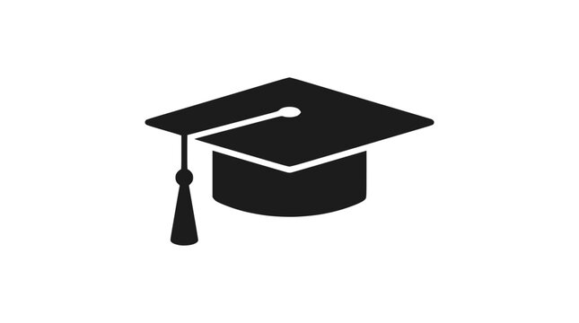 Academic graduation mortarboard cap symbol on dark background.