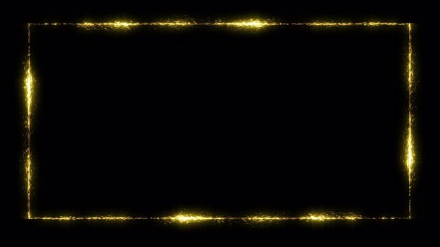 Glowing golden frame particles on transparent background, alpha channel