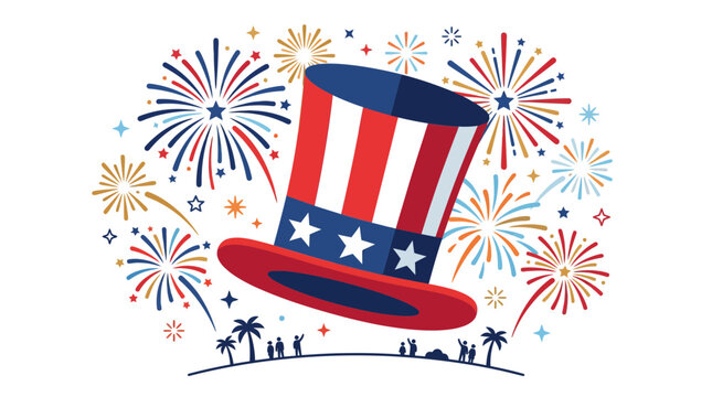 Uncle Sam Hat Fireworks Celebration USA Independence Day