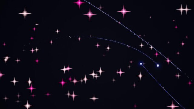 Glowing pink sparkles and stardust on a dark background create magical and festive atmosphere perfect for holiday and celebratory designs