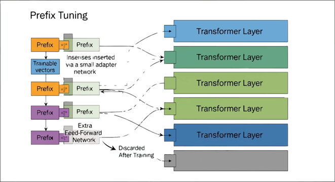 Diagram illustrating the concept of prefix tuning in machine learning models