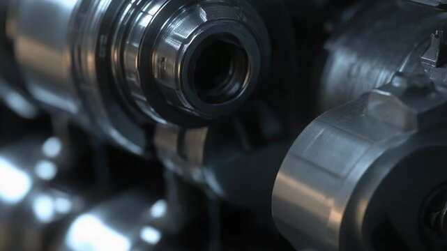 Chrome mechanical parts creating a detailed industrial background, representing global technology, innovation, and modern science in construction and manufacturing