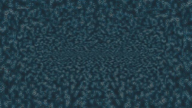 Intricate teal pattern with shimmering geometric details creating a textured abstract surface with a deep ethereal perspective effect