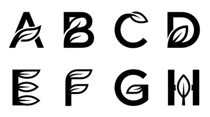 Nature Alphabet Letters with Leaves - Eco-Friendly Design © Labib