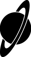 Saturn planet icon silhouette, cosmic ringed celestial body © bagio