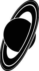 Saturn Planet Silhouette with Rings, Space Exploration Icon © bagio