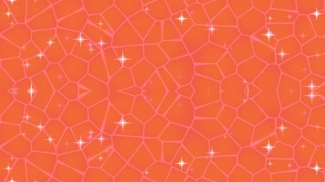 Orange mosaic pattern background with sparkling stars creating a vibrant and festive backdrop for digital design projects