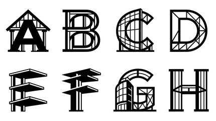 Architectural Letters A, B, C, D, E, F, G, H Icons © Labib