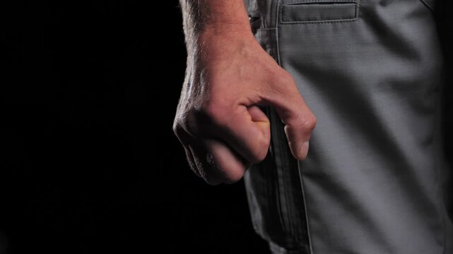 Close Up Hand Gesture Transition from Relaxed Palm to Powerful Fist Pose