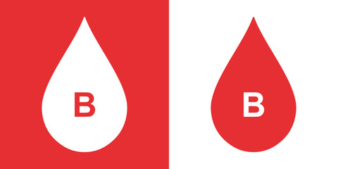 A clean and modern blood type B vector icon featuring medical, healthcare, blood donation, and laboratory testing elements in a simple professional style. © Lailaynta