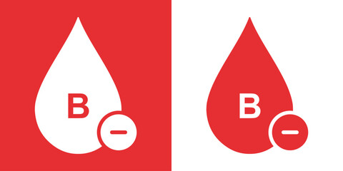 A clean and modern blood type B negative vector icon featuring medical, healthcare, blood donation, and transfusion elements. © Lailaynta