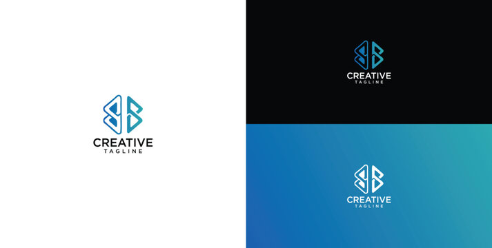 Modern Minimalist SB Monogram Logo Design Featuring Intertwined Geometric Lettering and Professional Creative Branding Identity