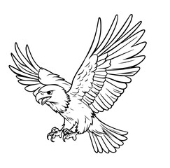 Fototapeta premium Eagle Mascot Logo Vector Illustration Line Art
