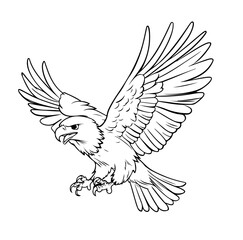 Fototapeta premium Eagle Mascot Logo Vector Illustration Line Art